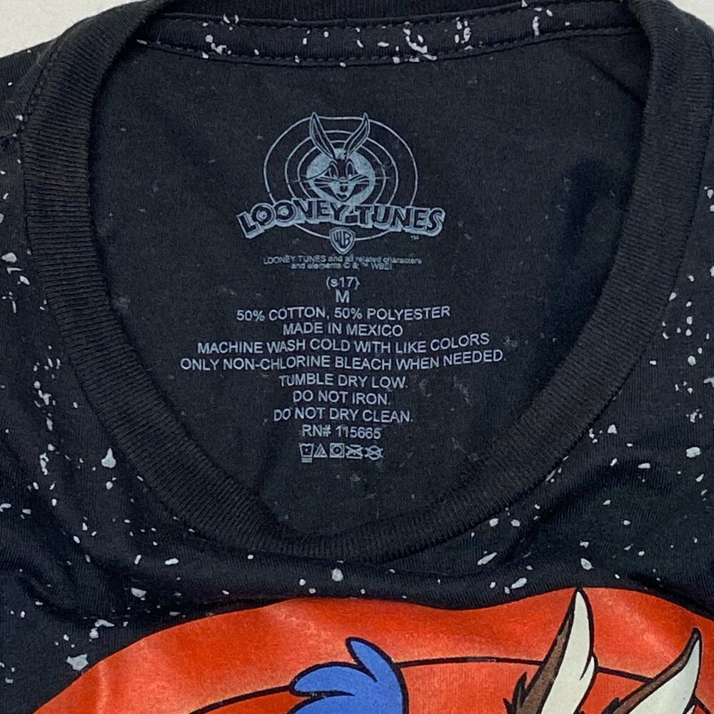 Looney Tunes Graphic Tee Black Speckle M Short Sleeve WB Cartoon Character Shirt - Picture 11 of 11